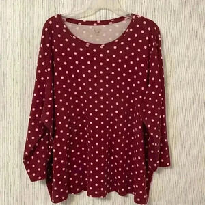 KIM ROGERS Perfectly Soft Polka Dot Purple Blouse Top Shirt‎ NEW Size 3 X